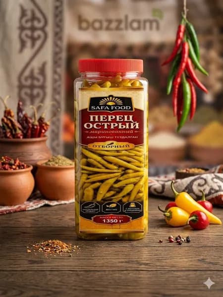 Маринованный острый перец SAFA FOOD, отборный, 1350 г