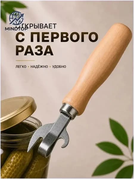 MINDTOP Открывалка 17 см дерево 1 шт серый металлик, коричневый