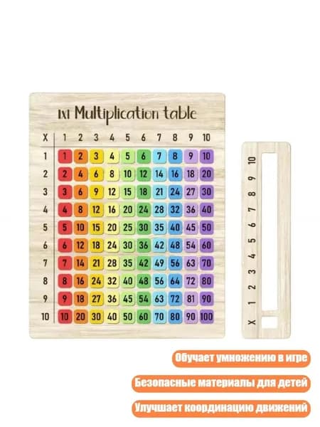 Доска для умножения деревянная цветная, - 20x25