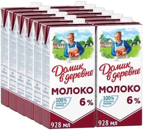 Домик в Деревне Молоко 6% 925мл. 12шт.