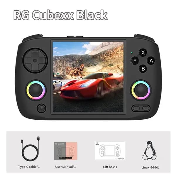 ANBERNIC RG Cubexx Портативная игровая консоль в стиле ретро с диагональю экрана 3,95" IPS 720 * 720, 64-разрядная поддержка Linux, Потоковые видеоигры по Wi-Fi и Bluetooth