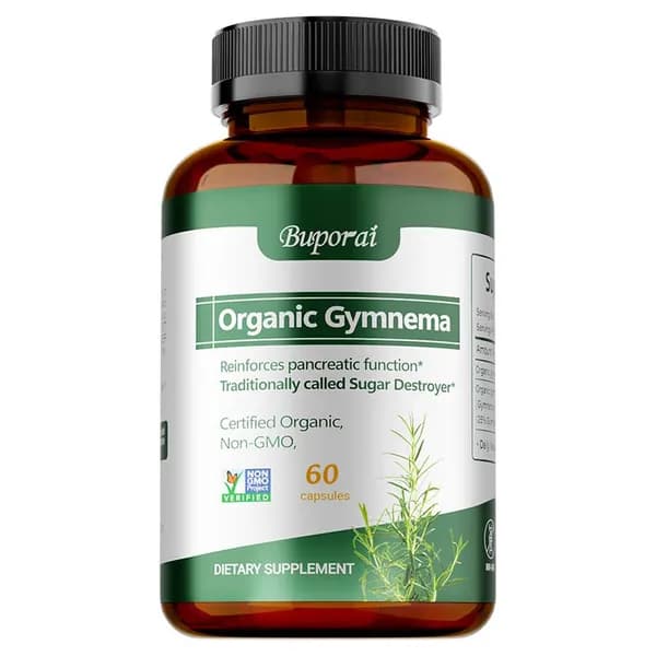Биологически активная добавка Buporai Organic Gymnema-укрепляет функцию поджелудочной железы, поддерживает здоровье кишечника и усвоение питательных веществ 60