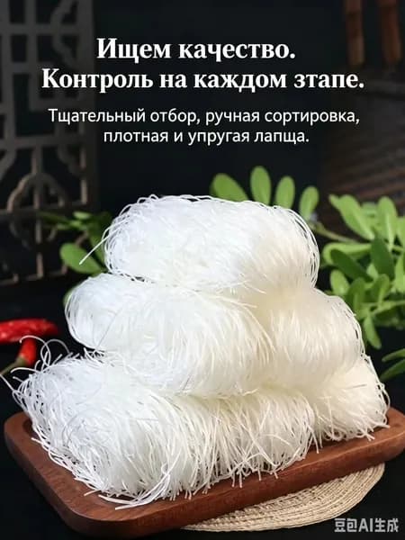 Лонкоу натуральная гороховая фунчоза, тонкая прозрачная лапша без клея и консервантов, 90 г 2 упаковки
