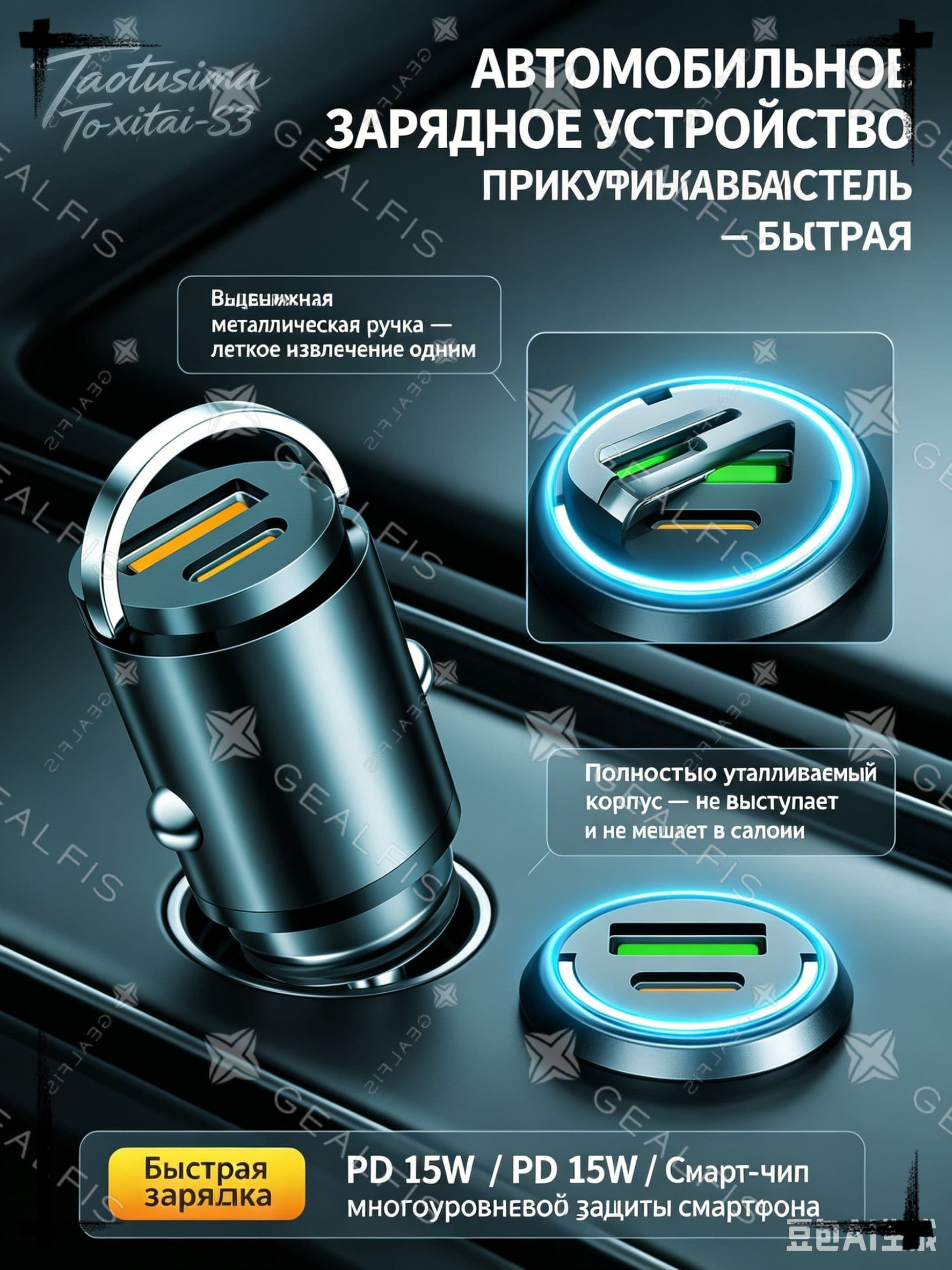 Удлинитель гнезда прикуривателя, разъемы: 1, 4.12 см