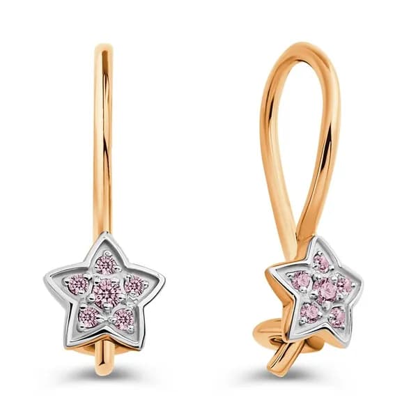 Серьги детские с фианитами из красного золота 375 пробы 585GOLD