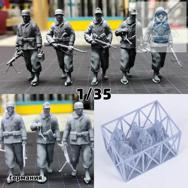 3Dпечать, фигурки солдат из смолы, немецкие модельнаборы, масштаб 135, неокрашенные, требуют самостоятельной сборки
