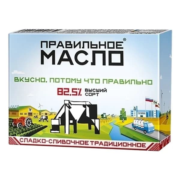 Сладкосливочное масло Правильное масло Традиционное 82,5% БЗМЖ 180 г
