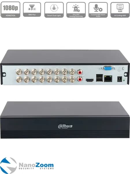 Dahua DH-XVR1B16H-I/T - 16 канальный видеорегистратор для камер видеонаблюдения HDCVI, XVR-регистратор гибридный