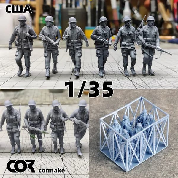 3Dпечать, фигурки солдат из смолы, американские модельнаборы, масштаб 1/35, неокрашенные, требуют самостоятельной сборки
