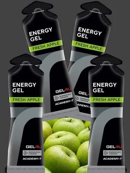 Энергетические гели для бега и марафона Gel4u Зеленое яблоко, 4 шт