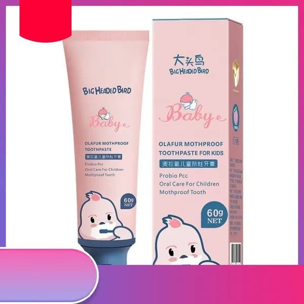 Эксклюзивная паста Big Head Bird Ora Fluor с персиковым вкусом для детей обеспечивает надежную защиту от кариеса