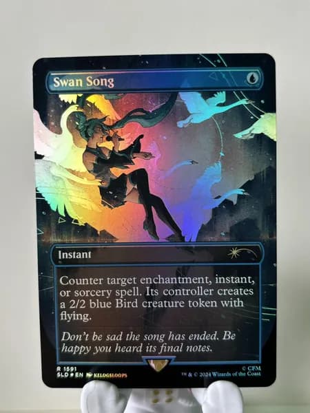 Портативные карты MTG Настройка и прокси высококачественной фольги Лебедь песня
