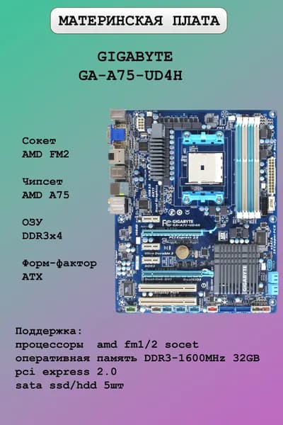Gigabyte GA-A75-UD4H, FM2, DDR3, Материнская плата