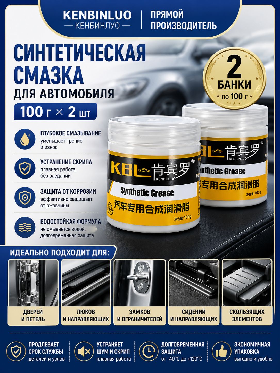 Смазка автомобильная Защитная, 100 мл, 2 шт.