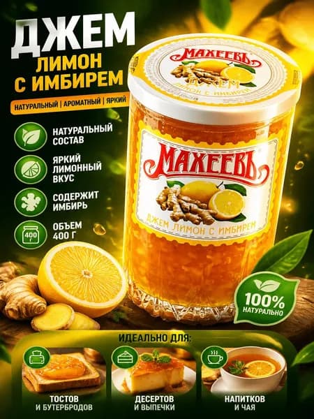 Джем Махеевъ Лимон с имбирём, 400 г