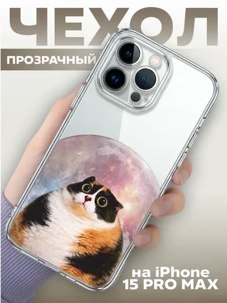 Чехол на iphone 15 pro max прозрачный мем Мелстрой котость