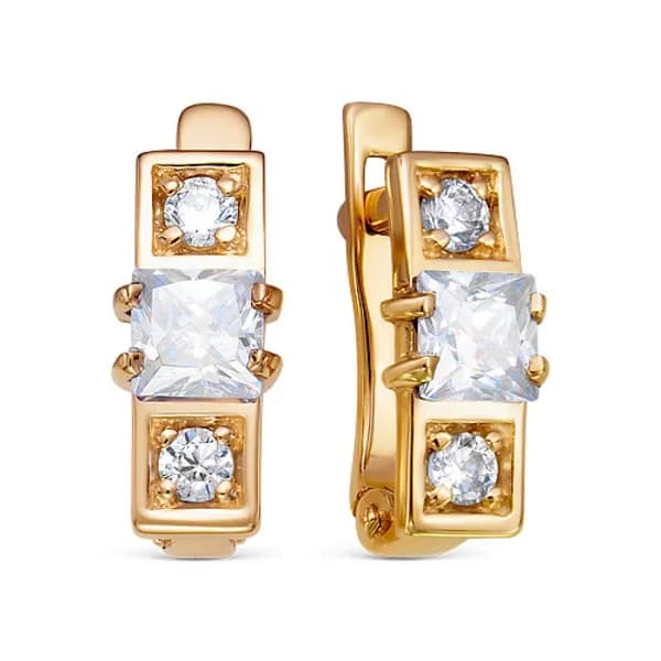 Серьги детские с фианитом из золота