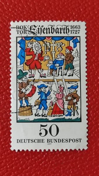 Марка Германия 1977. Серия: "250-я годовщина со дня смерти доктора Иоганна Андреаса Айзенбарта". Гашение. Редкость - см фото