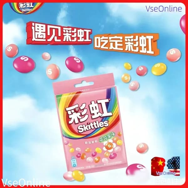 Сладости Skittles с необычным сочетанием цветов и фруктов в удобной упаковке