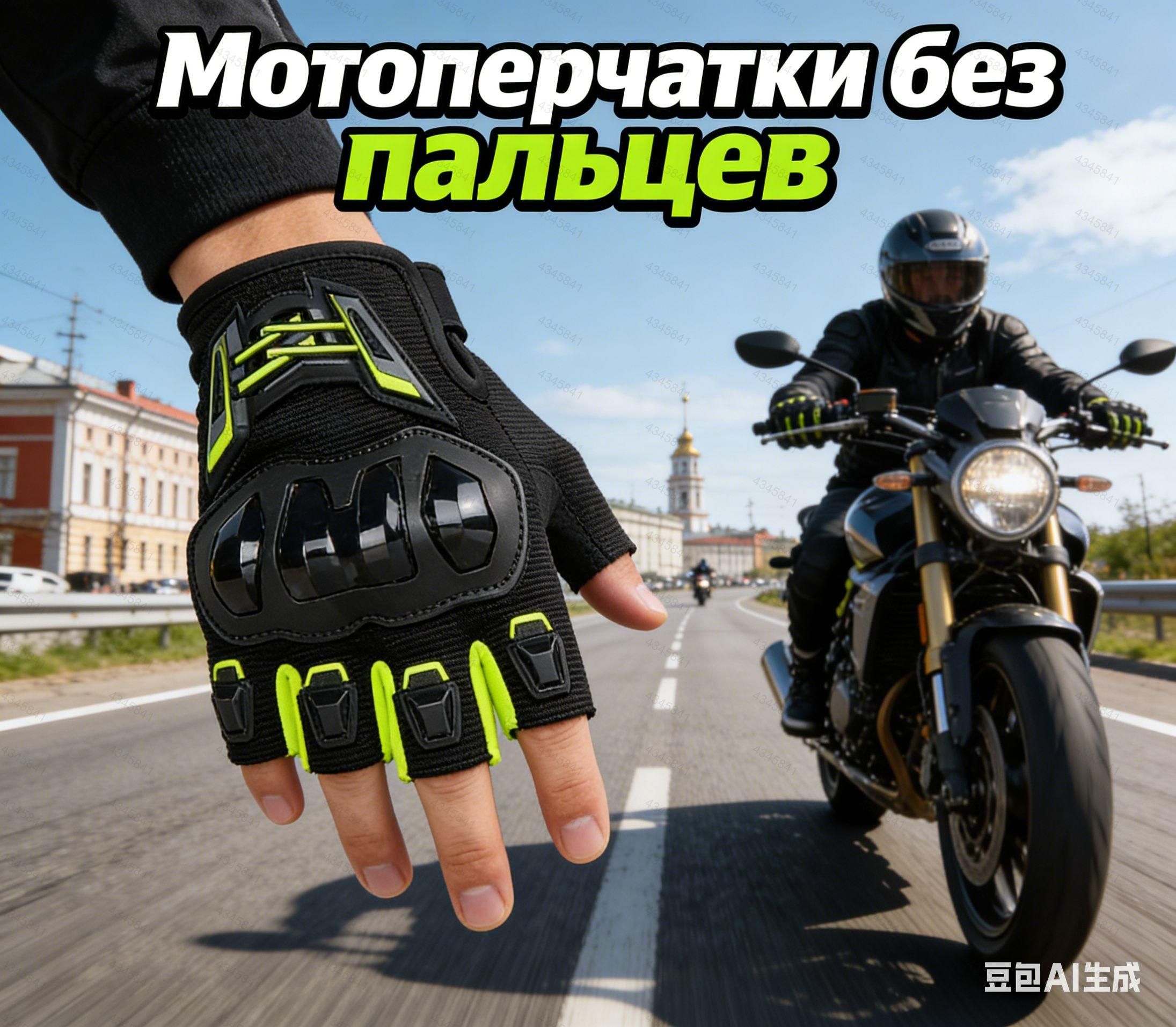 Мотоперчатки, размер: M, цвет: оливковый