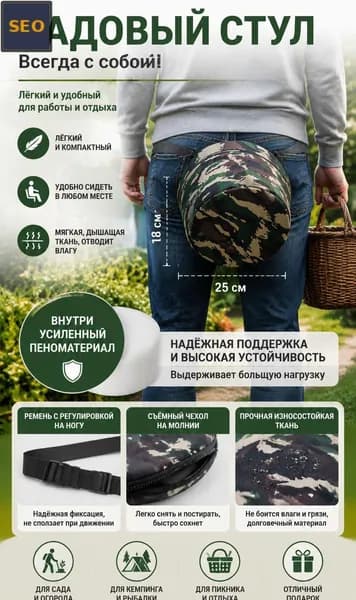 Садовый стул, ABS пластик, 25х25х18 см, 1 шт