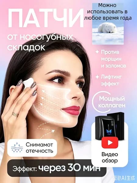 Гидрогелевые пластыри для носогубных складок, которые разглаживают морщины вокруг рта, укрепляют и тонизируют кожу, а также обеспечивают увлажнение. Подходят для всех типов кожи.