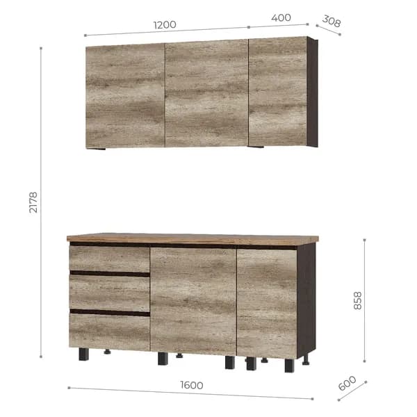 BTS Кухонный гарнитур, ЛДСП ,160х60х217.8см