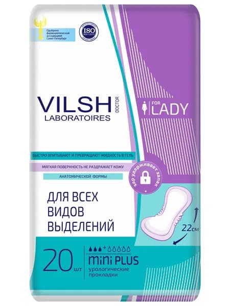 Прокладки урологические 20 шт Доктор Вилш мини плюс / mini plus (бортик-резинка)