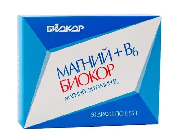 Магний В6 Биокор драже 550 мг 60шт.