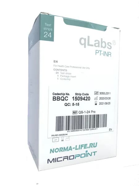 Тест-полоски qLabs PT-INR (КуЛабс МНО) 24 шт.