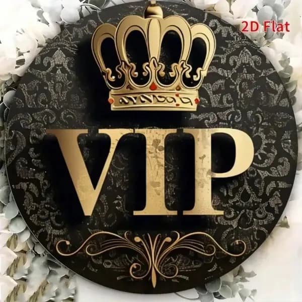 VIP-панель с изображением короны из металла - 2D-декор в черно-золотых тонах, 8x8 дюймов, роскошный современный декор для гостиной.