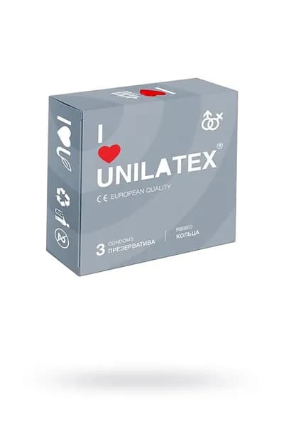 Презервативы Unilatex Ribbed 3 шт с ребристой поверхностью для усиления стимуляции