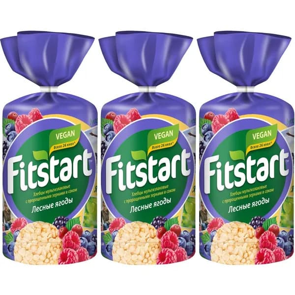 Хлебцы мультизлаковые Fitstart лесные ягоды 100 г, набор: 3 штуки