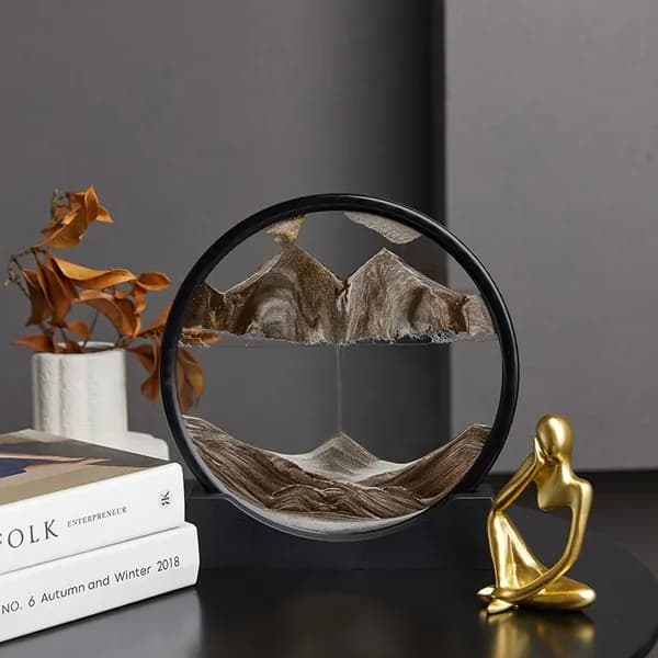 3D-картина с кинетическим песком в рамке, черная рамка, кофейный песок, 18 см