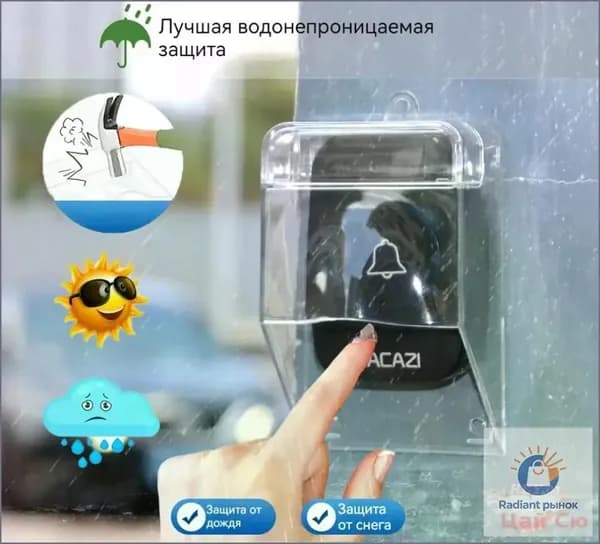 Защита на звонок. Козырек для беспроводного уличного звонка от дождя, снега и грязи.