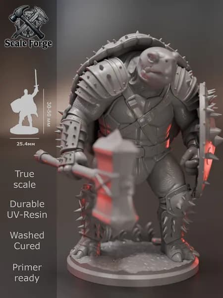 Тортл Воин. Миниатюра ДнД для настольных игр и покраски. Pathfinder. DnD.