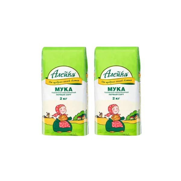 Алейка Мука пшеничная хлебопекарная, Первый сорт, 2 кг, 3 уп.