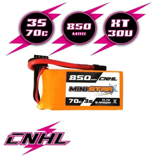 Аккумулятор CNHL Black LiPo 3S 850mAh 70C XT-30 для FPV квадрокоптера