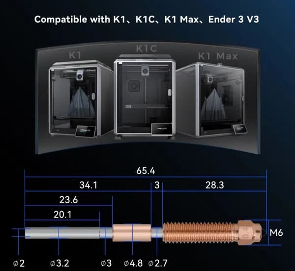 Быстросъёмное сопло Creality K1, K1C, K1 MAX, Ender 3 V3 - 0.4