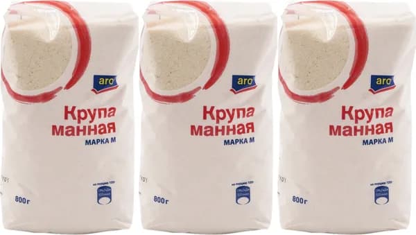 Крупа манная Aro, комплект: 3 упаковки по 800 г