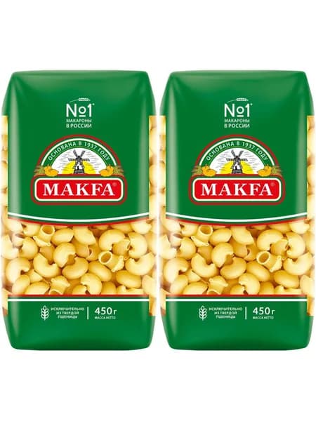 Макаронные изделия Makfa Улитки 450 г, набор: 2 штуки