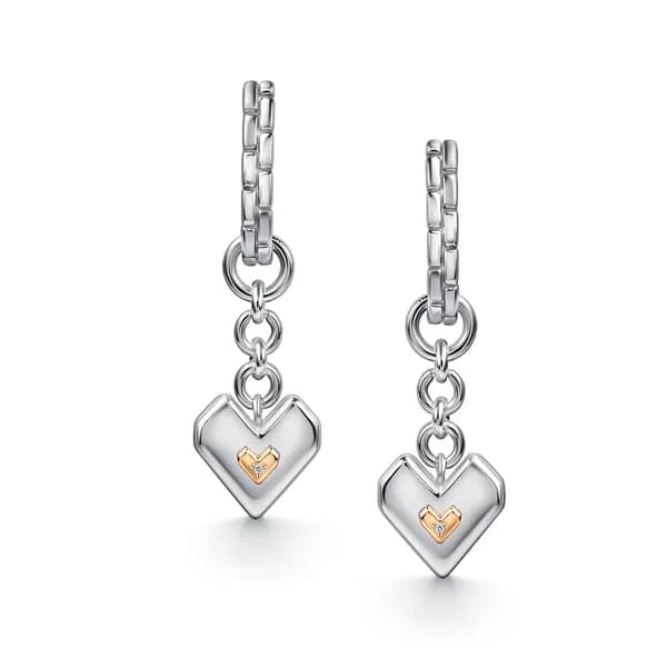 Серебряные серьги-трансформеры DIAMANT-ONLINE с золотой накладкой и бриллиантом 925 пробы