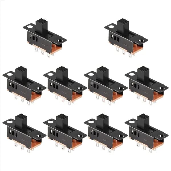 Высший рейтинг.10Pcs High Knob 6 Pin 3 Position DPDT Panel Slide Switch 0.5A 50V DC
