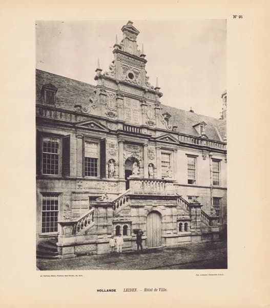 Голландия. Город Лейден. Ратуша. Антикварная фототипия. Берлин, 1896 г.