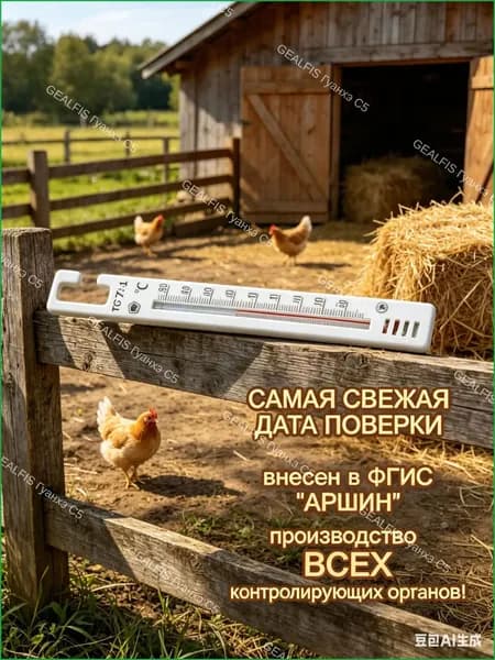 Термометр для холодильника ТС-7П-1 с крючком, диапазон от -30 до +50 С, с поверкой, для холодильных установок и камер