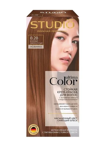 Стойкая крем-краска для волос Studio Professional Ultima Color, тон 8.28 Бежевый светло-русый