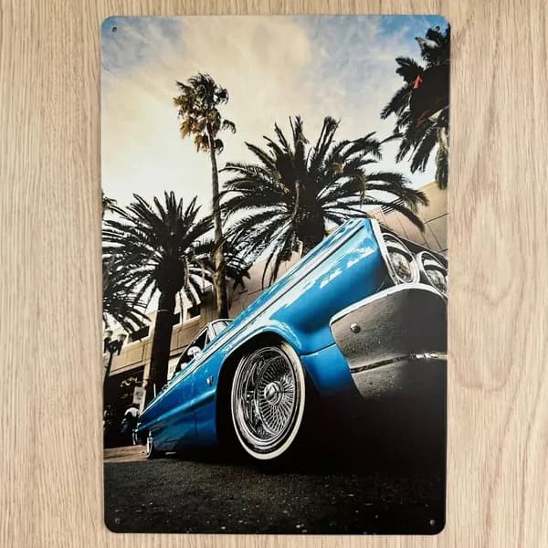 Табличка металлическая интерьерная Арт Лоурайдер Пальмы Art LowRider Chevrolet Impala