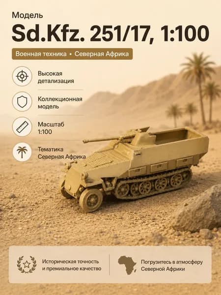 Модель Sd.Kfz. 251/17 1:100, военная миниатюра, бронетехника