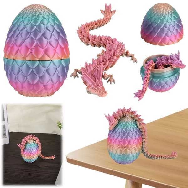 3D-печать дракона и яйца из PLA, высота яйца 8,5 см, набор конфетных цветов