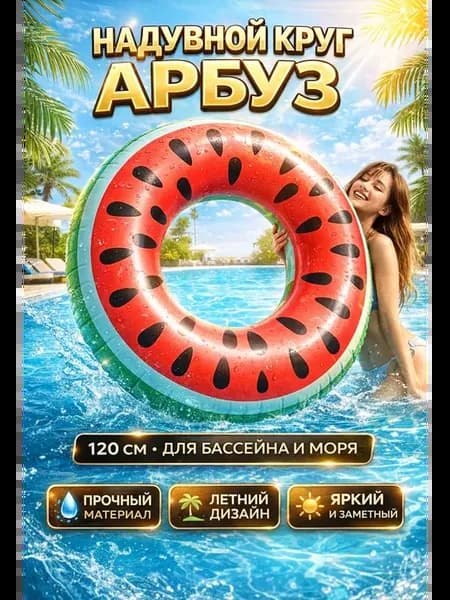 Надувной круг для плавания арбуз 120 см взрослый
